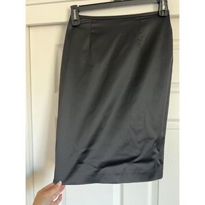 Adrianna Papell Evening Essential Skirt Sz 6 Flat Front, Shinny Black Party, Zip